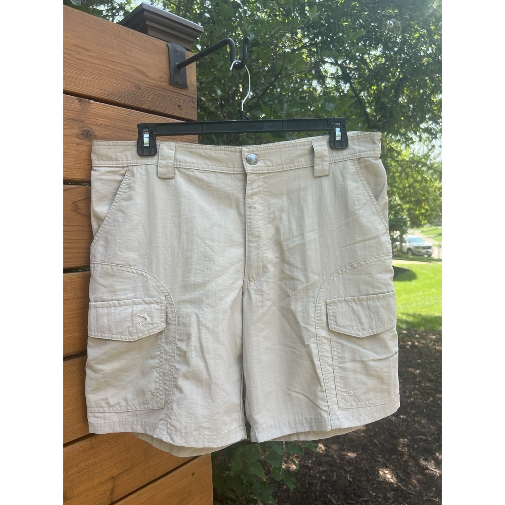 Reel Legends Mens 8" Cargo Shorts Khaki Lightweight Fishing Gorpcore EUC Sz 38